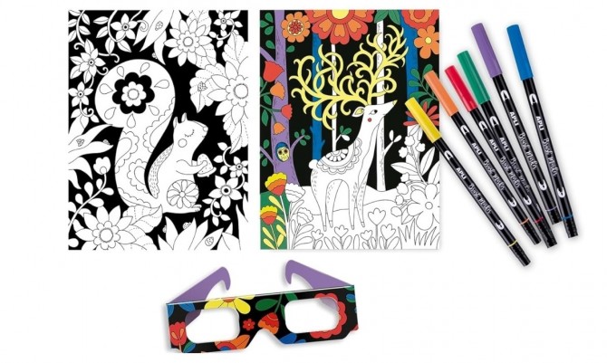 Zestaw artystyczny z okularami Apli Kids - Kolorowanie 3D