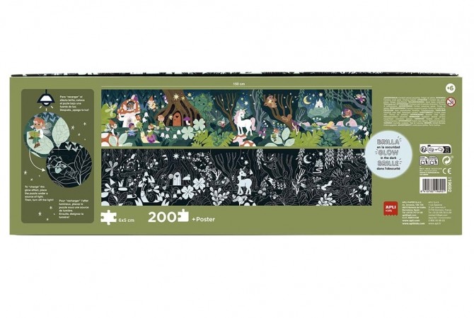 Puzzle glow in the dark Apli Kids las, wróżki, jednorożce, syrenki
