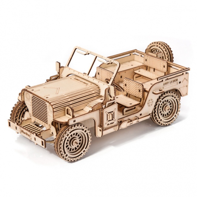 Drewniane Puzzle Model 3D Little Story - Pojazd Wojskowy Jeep