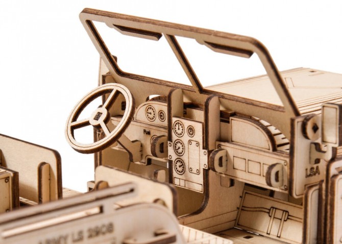 Drewniane Puzzle do składania Little Story Pojazd Wojskowy Jeep