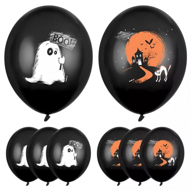 Balony 6 szt. Party Deco - Duszek Pastel Black 30cm