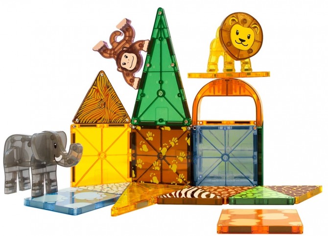 Klocki na magnes do budowania i konstruowania - wielokolorowe Magna-tiles