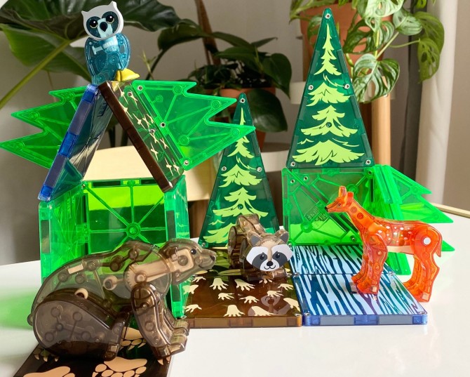 Klocki magnetyczne Magna-tiles z zwierzątkami z lasu