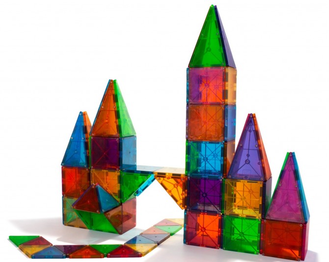 Klocki na magnes do budowania i konstruowania - wielokolorowe Magna-tiles