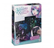 Zdrapywanki dla dzieci 5 szt. z rysikiem i szablonami, metaliczne kolory Nebulous Stars - Isadora 8+