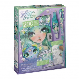 Pamiętnik na kłódkę - z wielokolorowym długopisem i aplikatorem wzorów Nebulous Stars - Marinia 7+