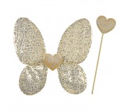 Przebranie Souza! - Złote skrzydła z cekinami i różdżka serce Phoebe