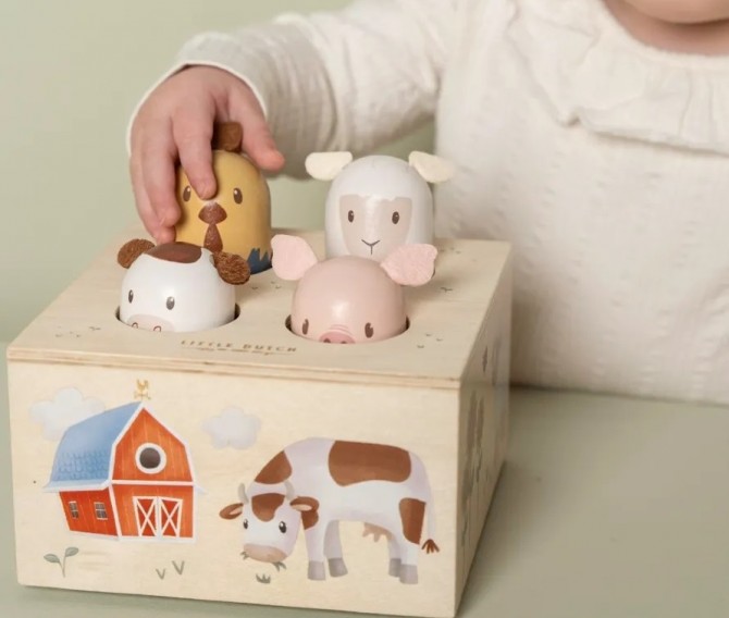 Drewniana grająca zabawka pop-up Little Dutch - Little Farm