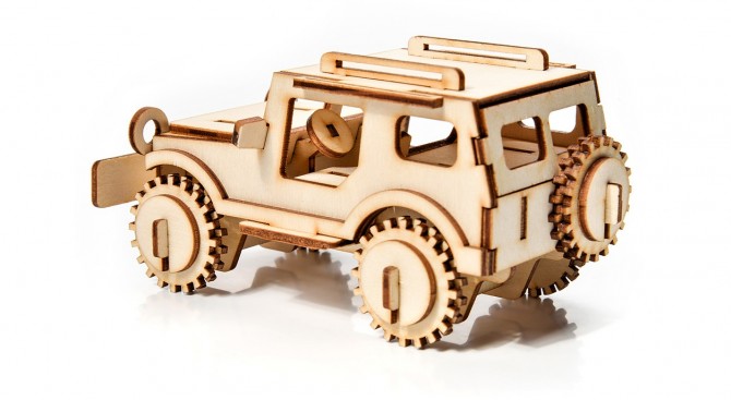 Drewniane Puzzle do składania Little Story Jeep