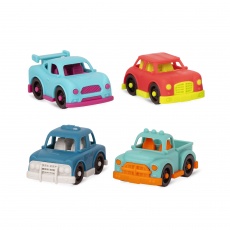 Zestaw 4 małych autek B. Toys z Pick-upem – Happy Cruisers
