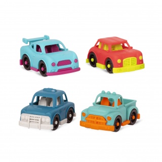 Zestaw 4 małych autek B. Toys z Pick-upem – Happy Cruisers