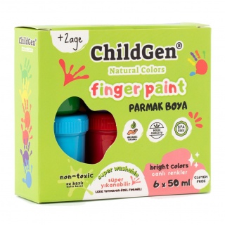 Farby do malowania palcami 6x50 ml, łatwo zmywalne ChildGen
