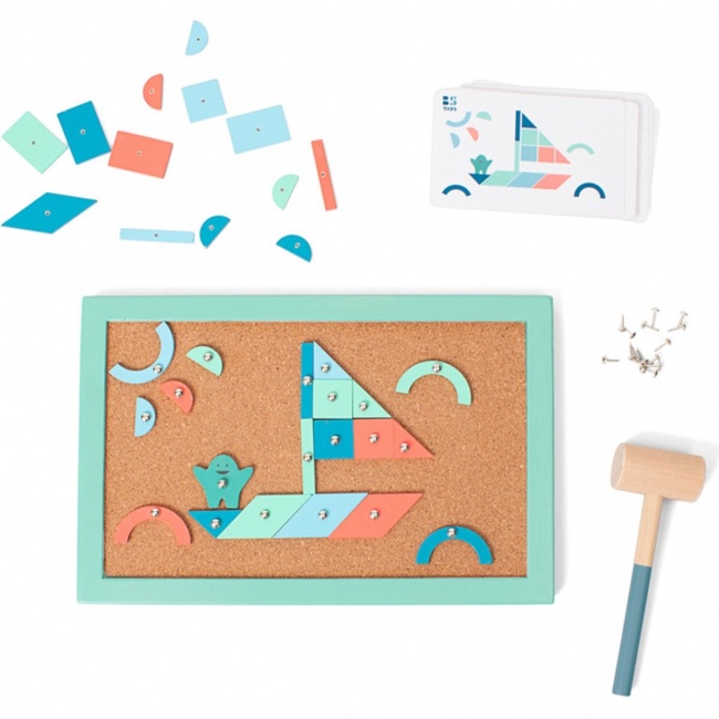 Drewniana przybijanka z kartami pracy BS Toys