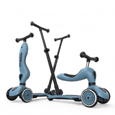 Jeździk i hulajnoga z rączką do prowadzenia Highwaykick 1 Push and Go 2w1 SCOOTANDRIDE 1-5 lat - Steel