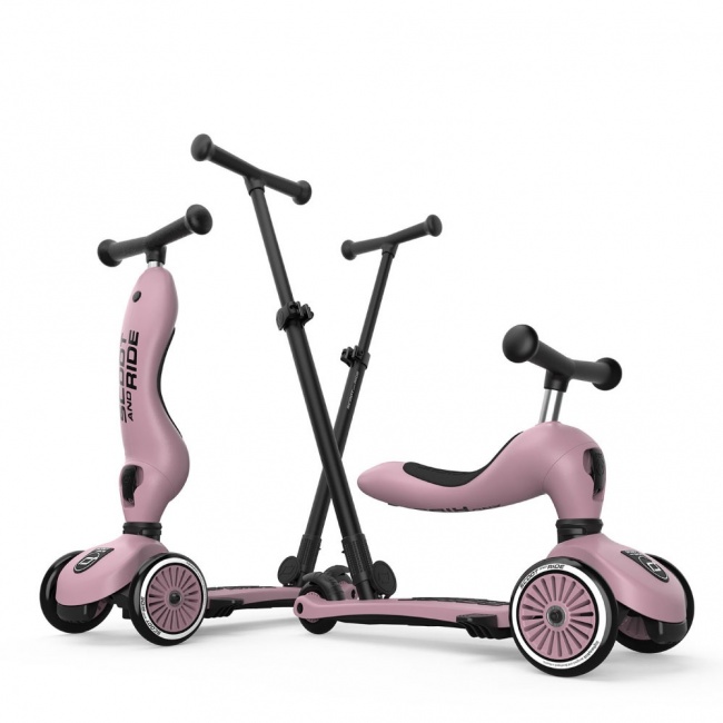 Jeździk i hulajnoga z rączką do prowadzenia Highwaykick 1 Push and Go 2w1 SCOOTANDRIDE 1-5 lat - Wildberry
