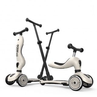 Jeździk i hulajnoga z rączką do prowadzenia Highwaykick 1 Push and Go 2w1 SCOOTANDRIDE 1-5 lat - Ash