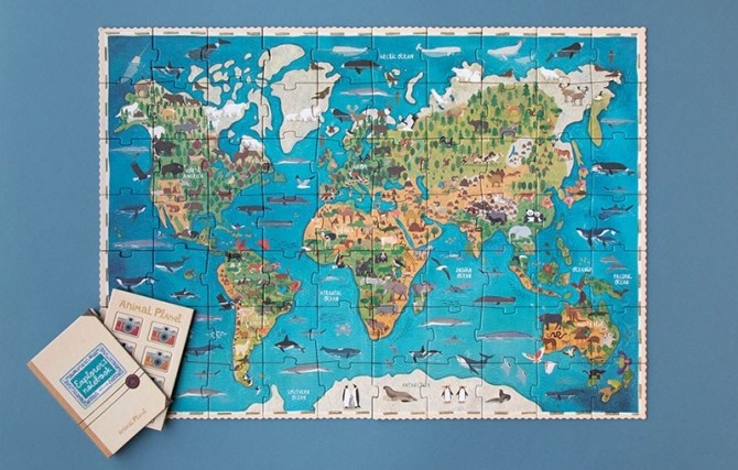 puzzle z planetą, mapa świata Londji 70 elementów