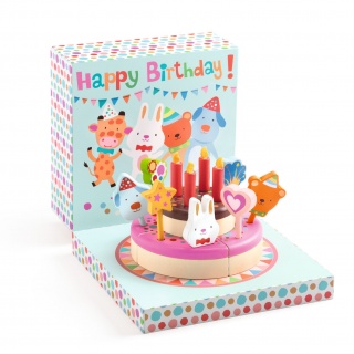 Zestaw do odgrywania ról Djeco - Drewniany tort urodzinowy