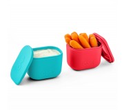 Dwa szczelne pojemniczki do lunchboxa OmieBox UP Dip OMIE - Pink Teal