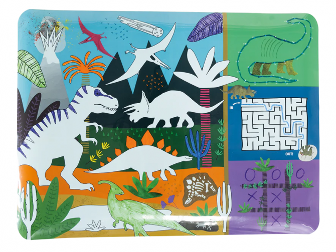 Silikonowa mata, kolorowanka, podkładka do malowania flamastrami Floss Rock z dinozaurami