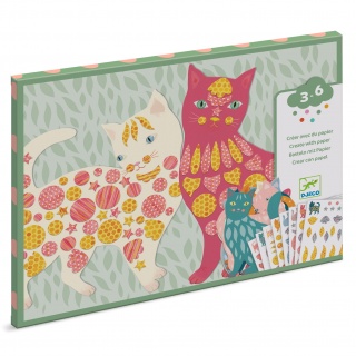 Zestaw artystyczny z naklejkami Djeco - Małe Kotki