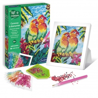 Zestaw kreatywny obraz z diamentami SentoSphere - Papugi nierozłączki
