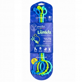 Zestaw 3 silikonowych pasków do zabawek Mobi - Liinklz Niebieskie
