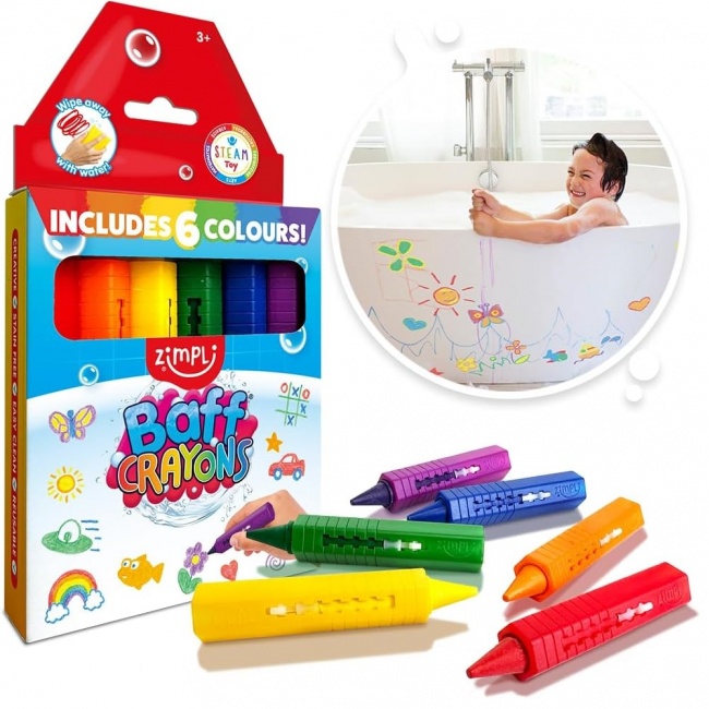 Kredki do kąpieli Zimpli Kids - malowanie wanny 6 kolorów