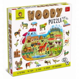 Drewniane puzzle konturowe Ludattica - Farma/Wieś 48 el.