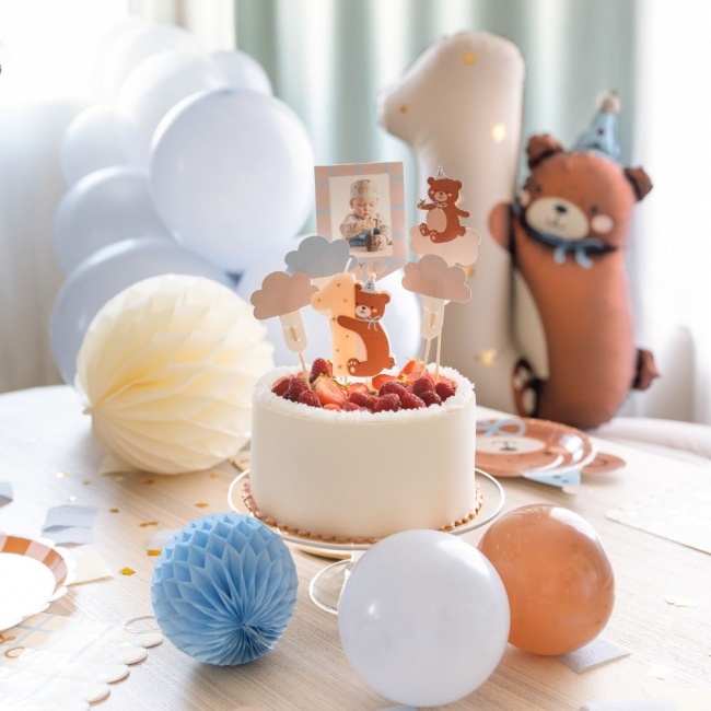 Świeczka urodzinowa Party Deco 7 cm - Cyferka 1 z misiem