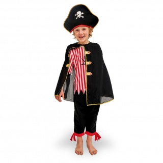 Strój Pirat z peleryną Party Deco - rozmiar 116-128 cm (5-8 lat)