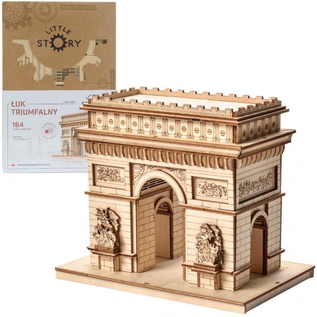 Drewniane Puzzle Model 3D Little Story - Łuk Triumfalny