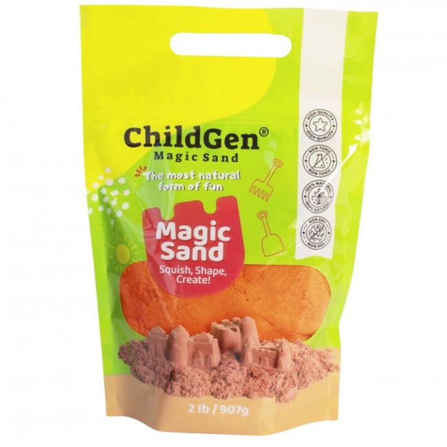 Piasek kinetyczny, 100% naturalny ChildGen - Pomarańczowy 907g