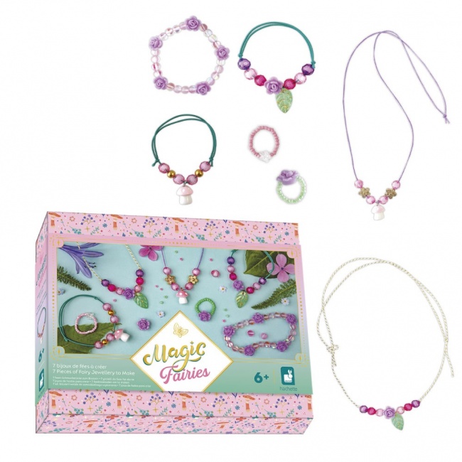 Zestaw kreatywny do tworzenia biżuterii ze szkatułką do przechowywania Janod - Wróżki Magic Fairies 6+