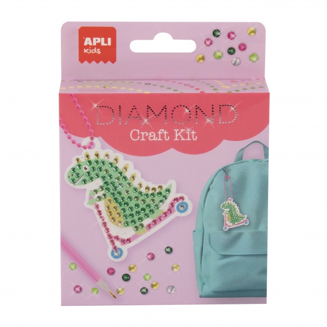 Zestaw do robienia diamentowych breloczków DIY Apli Kids - Dinozaur