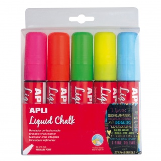 Zestaw markerów kredowych z szeroką końcówką 15 mm Apli Kids 5 szt.