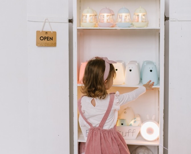 Lampka miś duży na USB Rabbit & Friends - błękitna chmurka z pilotem