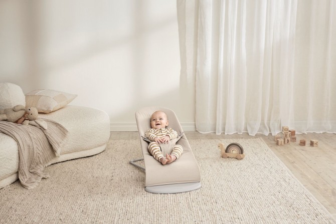 Leżaczek BABYBJORN BLISS WOVEN - Jasny Beż melanż