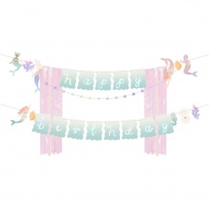 Baner girlanda Party Deco - Happy Birthday Syrenka 130 x 100cm