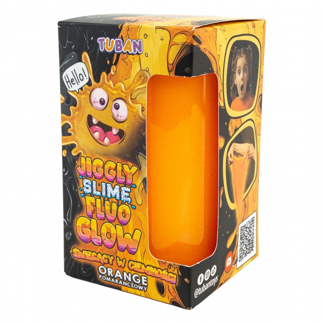 Zestaw JGGLY SLIME FLUO GLOW TUBAN – pomarańczowy 430g