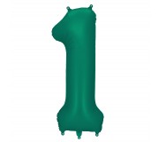 Balon foliowy Party Deco 86 cm - Cyfra 1 butelkowa zieleń