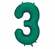 Balon foliowy Party Deco 86 cm - Cyfra 3 butelkowa zieleń