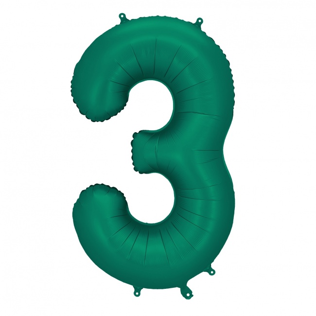 Balon foliowy Party Deco 86 cm - Cyfra 3 butelkowa zieleń