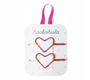 Wsuwki do włosów Rockahula Kids - Glitter Heart Red