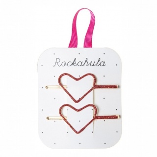 Wsuwki do włosów Rockahula Kids - Glitter Heart Red