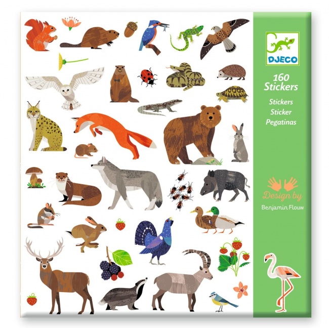 Zestaw naklejek 160 szt Djeco - Fauna