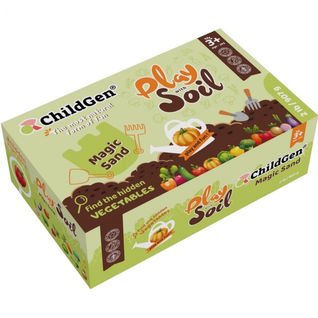Piasek kinetyczny, 100% naturalny ChildGen - Magiczna gleba z warzywami 907g