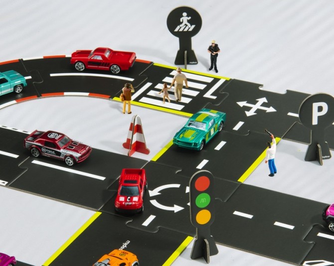 Puzzle tor wyścigowy mideer 38 elementów znaki drogowe