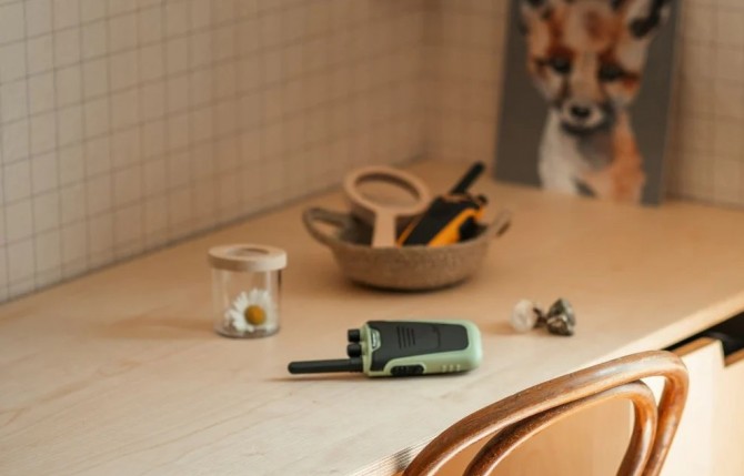 Zestaw krótkofalówek walkie talkie Kidywolf zielono-pomarańczowe