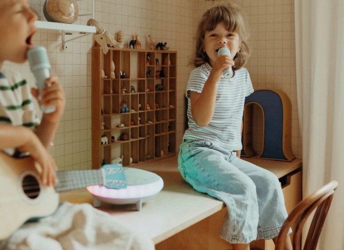 Bezprzewodowy zestaw karaoke 2 mikrofony Kidywolf USB-C